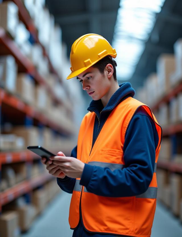 Professional logistics staff managing inventory